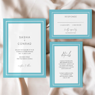 Sasha Aqua Modern Wedding Invitation