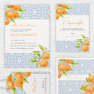 Little Cutie Clementine Diaper Raffle Baby Shower Enclosure Card