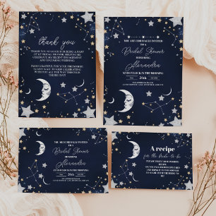 Photo Elegant Celestial Crescent Moon Bridal Showe Thank You Card