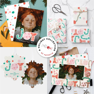 Bold Chunky Geometric Joy Colourful Dots Modern Tree Decoration Card