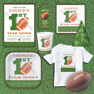 Football 1st Year Down Football BIrthday Party Invitation