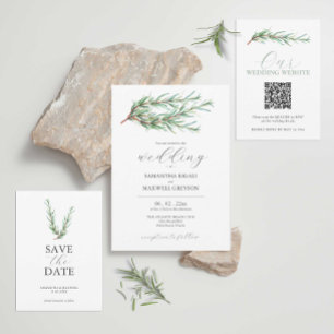 Rustic Watercolor Rosemary Save The Date