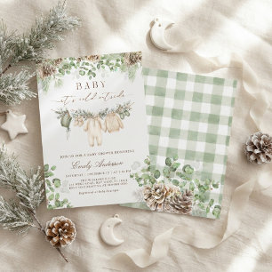 Baby It's Cold Outside Winter Baby Shower green Square Sticker