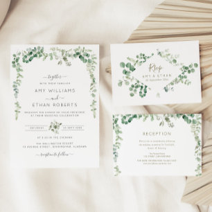 eucalyptus frame greenery wedding invitation