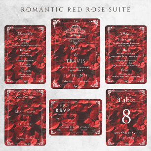 Romantic Red Rose   Floral Elegant Customisable  Save The Date