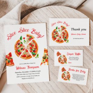 Modern Italian Pizza Party Slice Slice Baby Shower Thank You Card