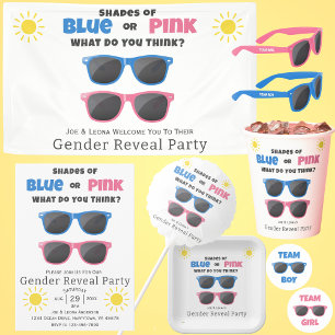 Blue or Pink Sunglasses Summer Gender Reveal Invitation