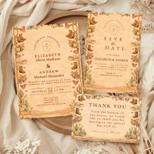 Western Floral Cowgirl Wedding Save The Date