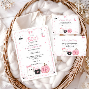 Pink Little Boo Baby Shower Diaper Raffle Enclosure Card