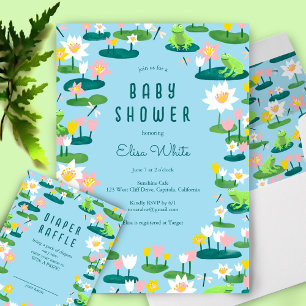 Frogs and Lily Pads Cute CUSTOM BABY SHOWER Invitation