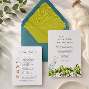 Tropical Watercolor Bird Formal Wedding Invitation