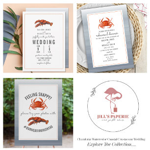 Chambray Lobster Wedding Invitation