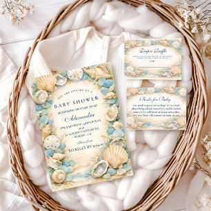 Oyster And Starfish Beach Diapper Raffle Enclosure Card