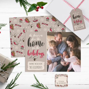 Christmas Birds 'Home For The Holidays' To & From Square Sticker