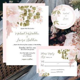 Blush Pink, Green, Elegant Boho Style Wedding Bann Banner