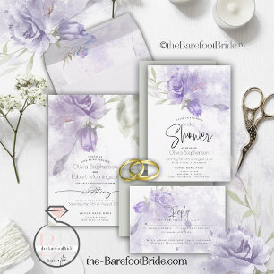 Wedding   Rustic Lilac Purple Floral  Invitation
