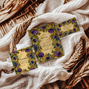 Botanical Grape Mardi Gras Masquerade Thank You Card