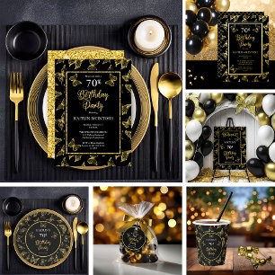 Elegant Butterflies 70th Birthday Party Black Gold