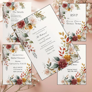 Colourful Bohemian Floral Wedding Rehearsal  Invitation