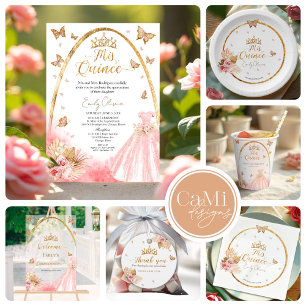 Bilingual Pink Blush Quinceanera Budget Invitation