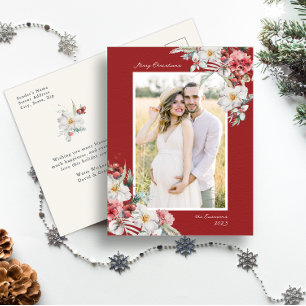 Green Christmas Elegant Photo Collage Holiday Card