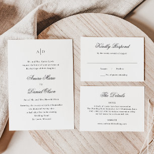 Clean Black and White Classic Wedding Invitation