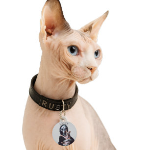 Custom Grim Reaper Sphynx Cat ID Tag 