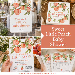Sweet Peach Baby Shower Invitation Paper Plate