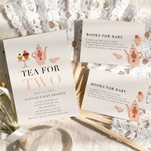 Tea for Two   Tea Party Baby Shower Books for Baby Enclosure Card