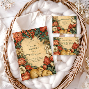 Vintage Floral Baby Animals Baby Shower Invitation