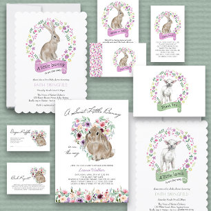 Little Bunny Lilac Girl Baby Shower Invitation