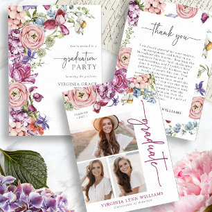 Elegant Floral Graduation Party Invitation