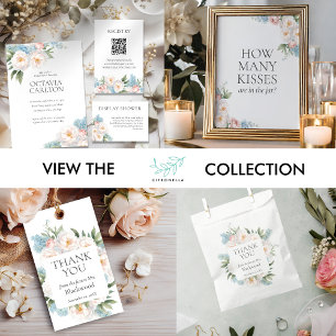  BLUE PINK FLOWERS Bridal Shower How Many Kisses Poster