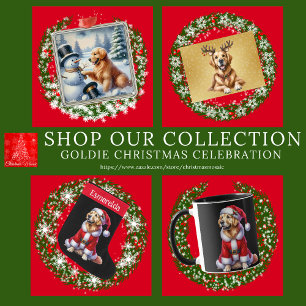 Golden Retriever Christmas Snowman Holiday Card