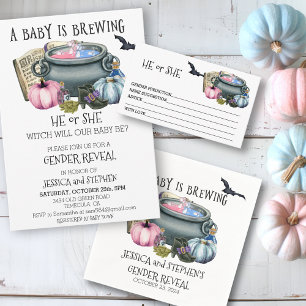Halloween Baby Brewing Gender Reveal Predictions Enclosure Card