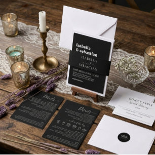 Black and White Wedding Alphabetical Seating Chart