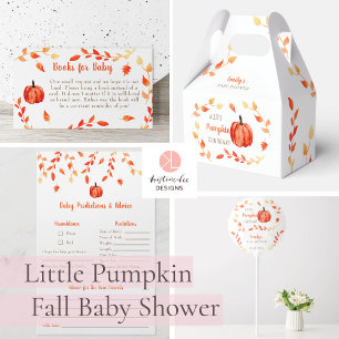 Fall Autumn Little Pumpkin Baby Shower Bingo Game