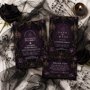 Elegant Purple Goth Wedding Save The Date