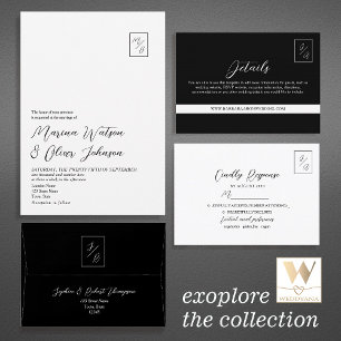 Black and White Wedding Place Card