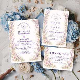 Elegant Lavender Meadow Floral Wedding Thank You Card