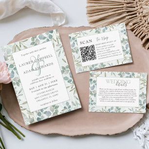 Rustic Greenery Eucalyptus Watercolor Wedding  Invitation