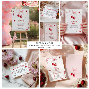 Coquette Pink Cherry Baby Shower Diaper Raffle Enclosure Card