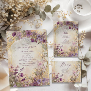 Lavender Vintage Wedding Art Nouveau Mucha Invitation