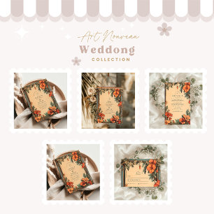 Summer Floral Frame Art Nouveau Wedding Invitation