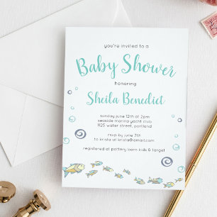 Cute Under The Sea Fish Baby Shower Invitation