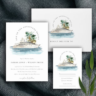 Elegant Dusky Cruise Ship Palm Seascape Wedding  Table Number