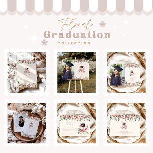 Pink Floral Graduation Party RSVP Card