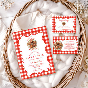 Red Gingham Meatball Books for Baby   Enclosure Card