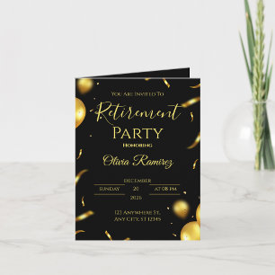 Black And Gold Elegant Retirement  Invitation