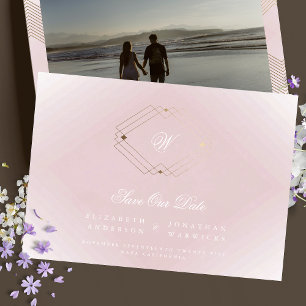 Classic Gold Dusty Rose Pink Monogram Wedding Menu